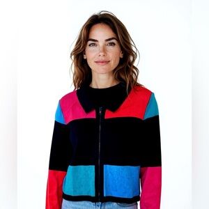 Mita Vintage Knit Color Block Jacket